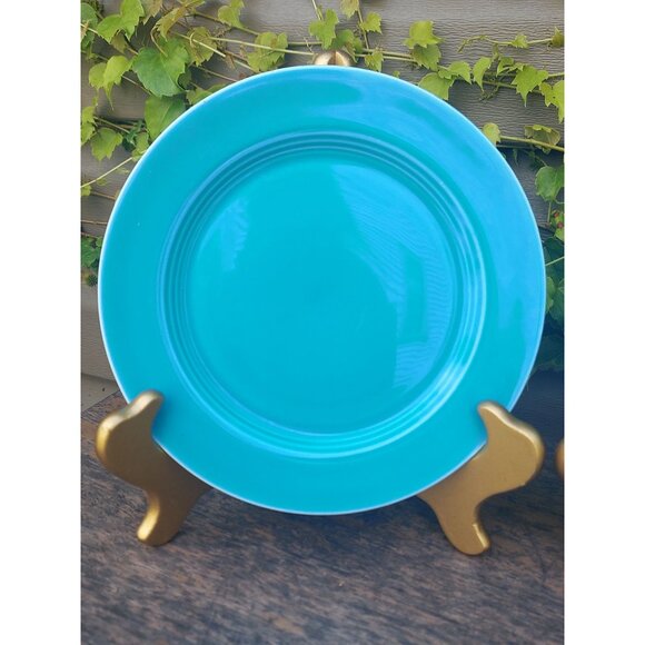 2 HLC Harlequin Turquoise 7 3/8" Salad Plates - Picture 2 of 3